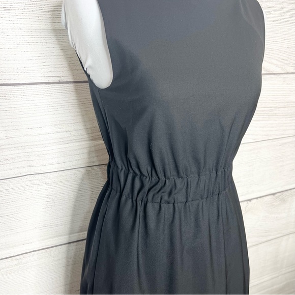 Theory Solid Black Sleeveless Cinched Waist Fit & Flare Dress Size 2 XS - Picture 4 of 11